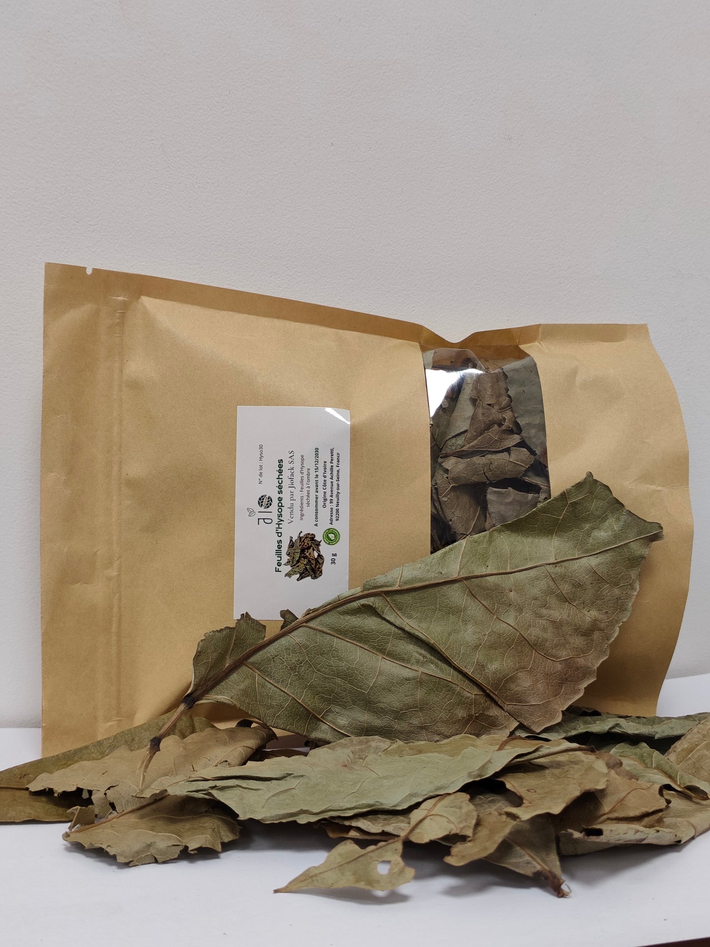 30 g – Feuilles d'Hysope séchées – Hyssopus officinalis – Sélection Jio nature – Sachet kraft refermable
