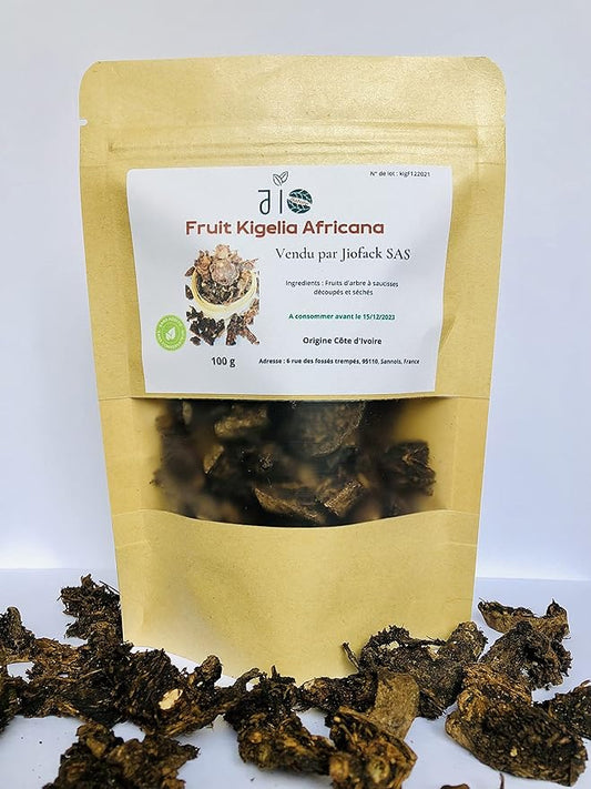 100 g – Fruit Kigelia Africana découpé & séché – 100% naturel – Pour Alimentation & soins