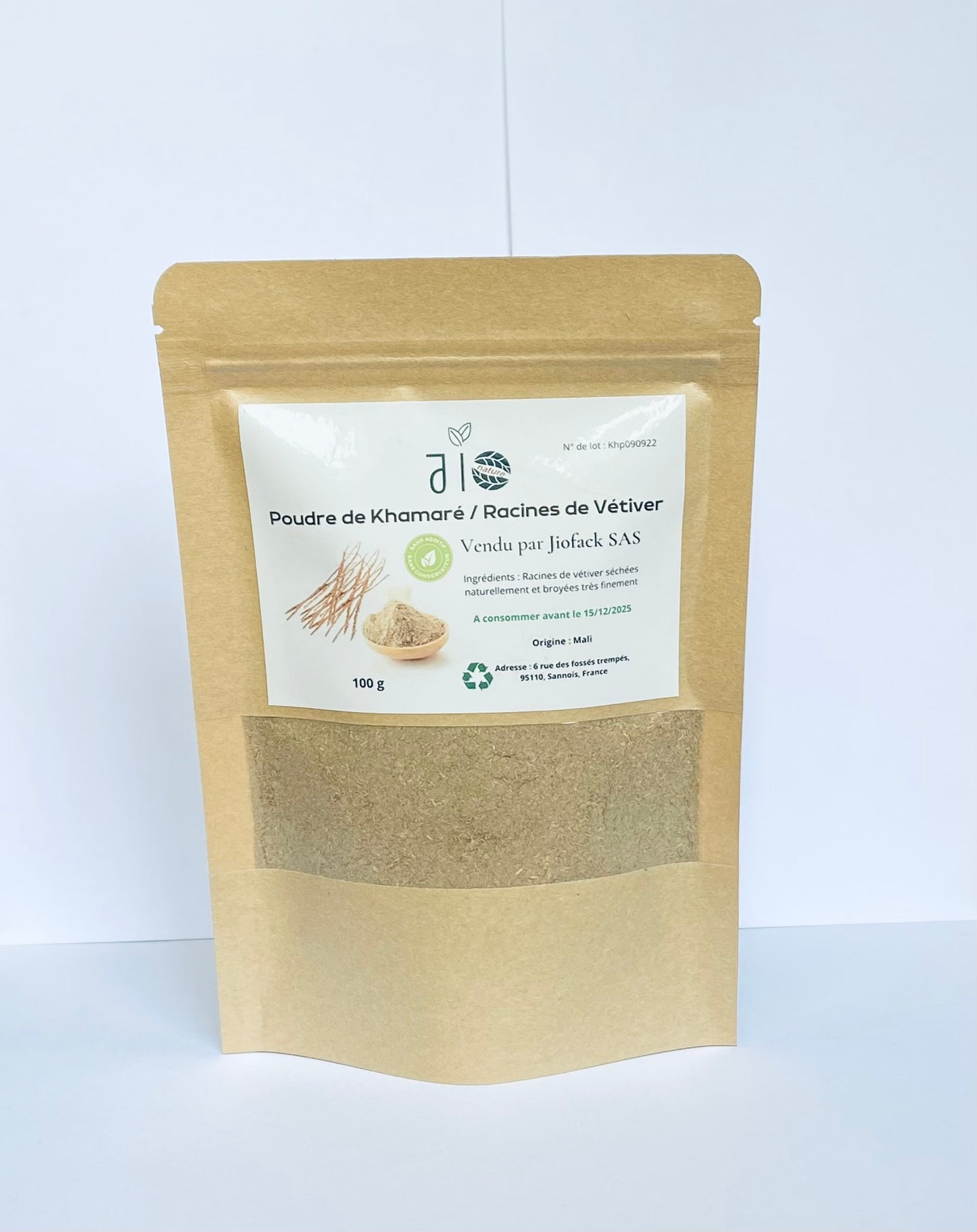 100 g – Poudre de racines de vétiver / Khamaré –100% naturelle – Aucun mélange