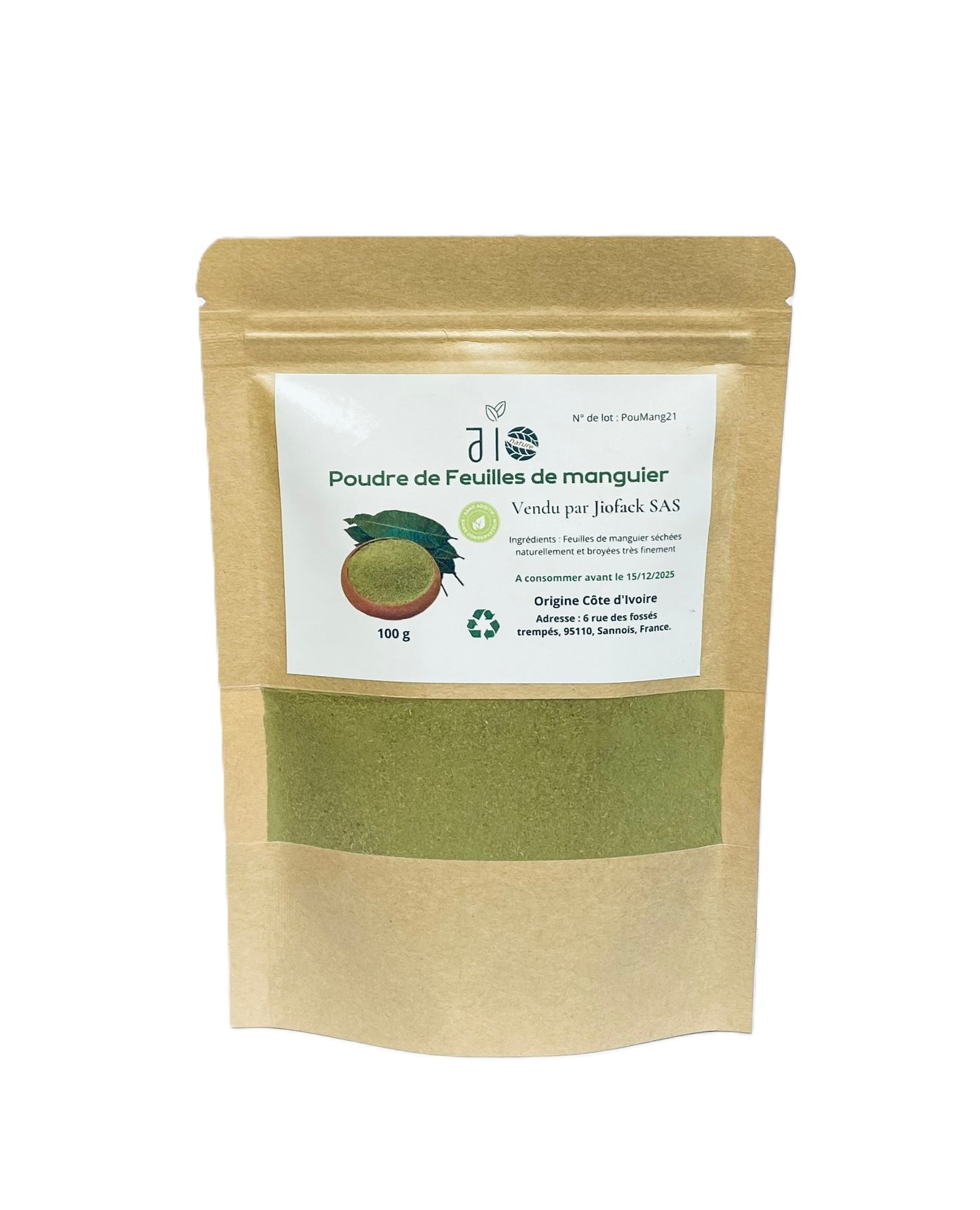 100 g – Poudre de feuilles de manguier ultra fine –100% naturelle – Aucun mélange