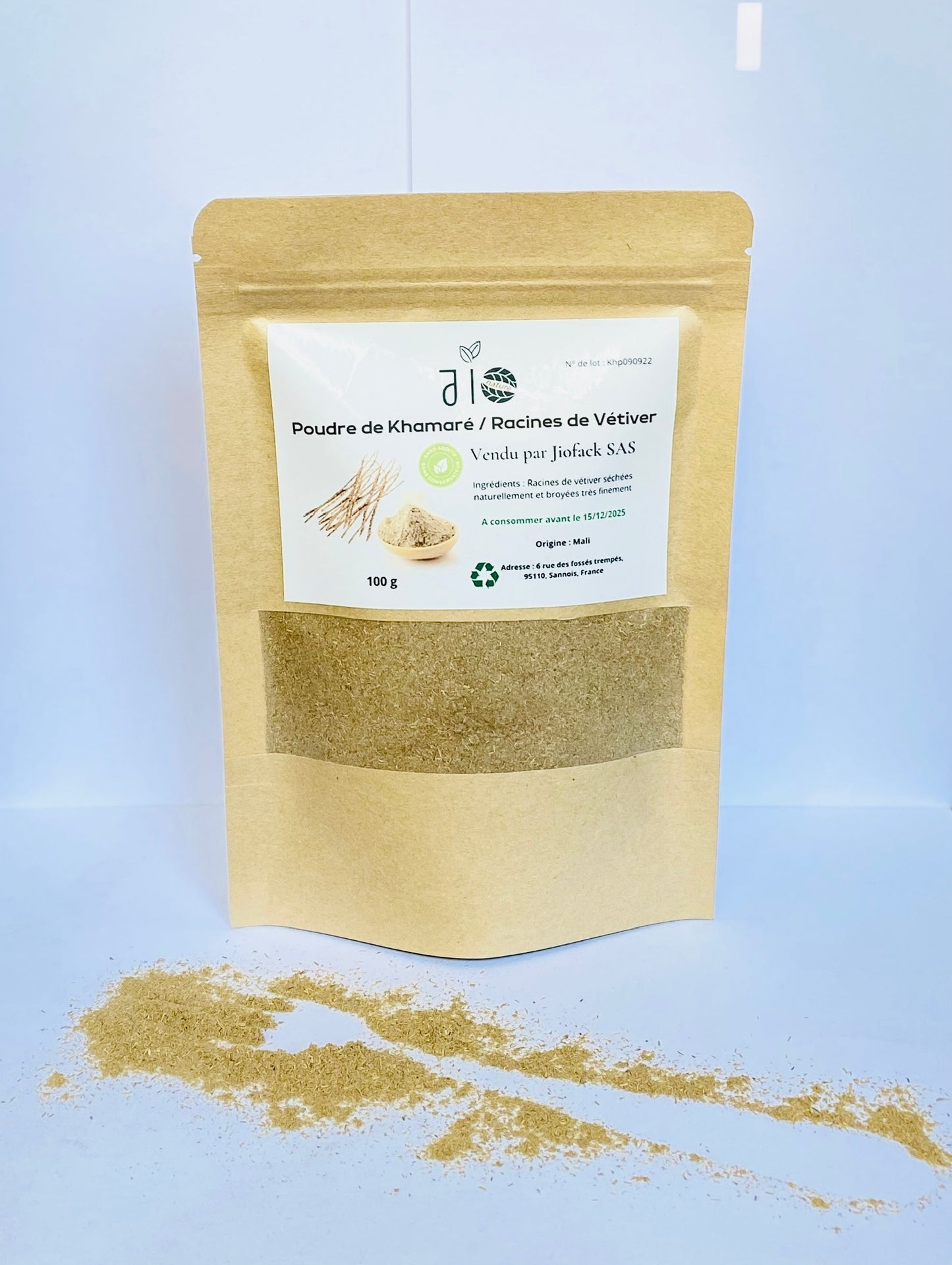 100 g – Poudre de racines de vétiver / Khamaré –100% naturelle – Aucun mélange