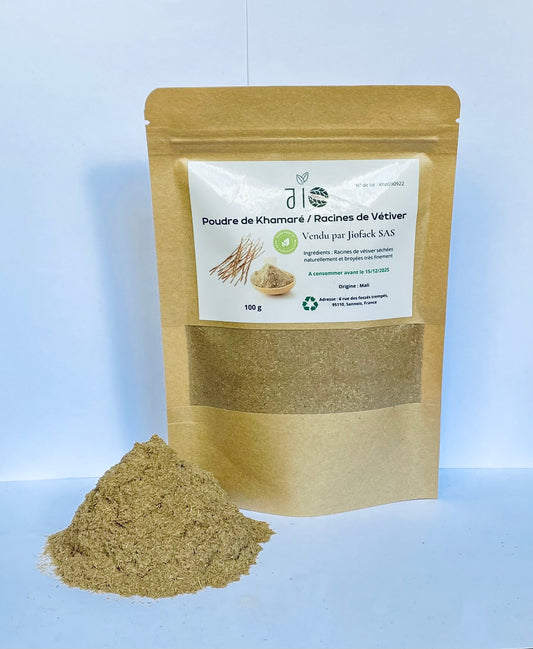 100 g – Poudre de racines de vétiver / Khamaré –100% naturelle – Aucun mélange