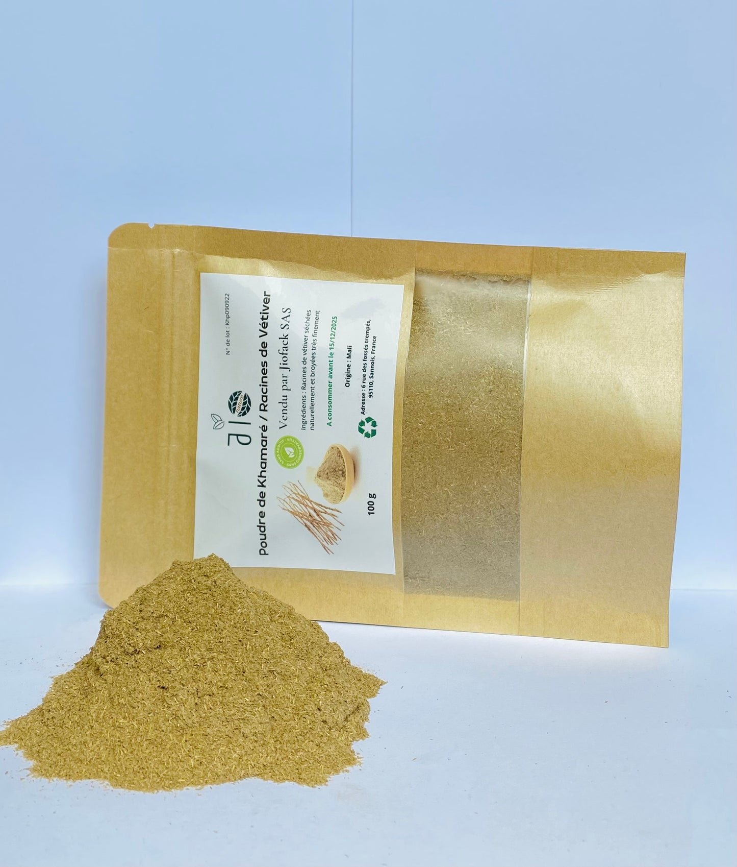 100 g – Poudre de racines de vétiver / Khamaré –100% naturelle – Aucun mélange