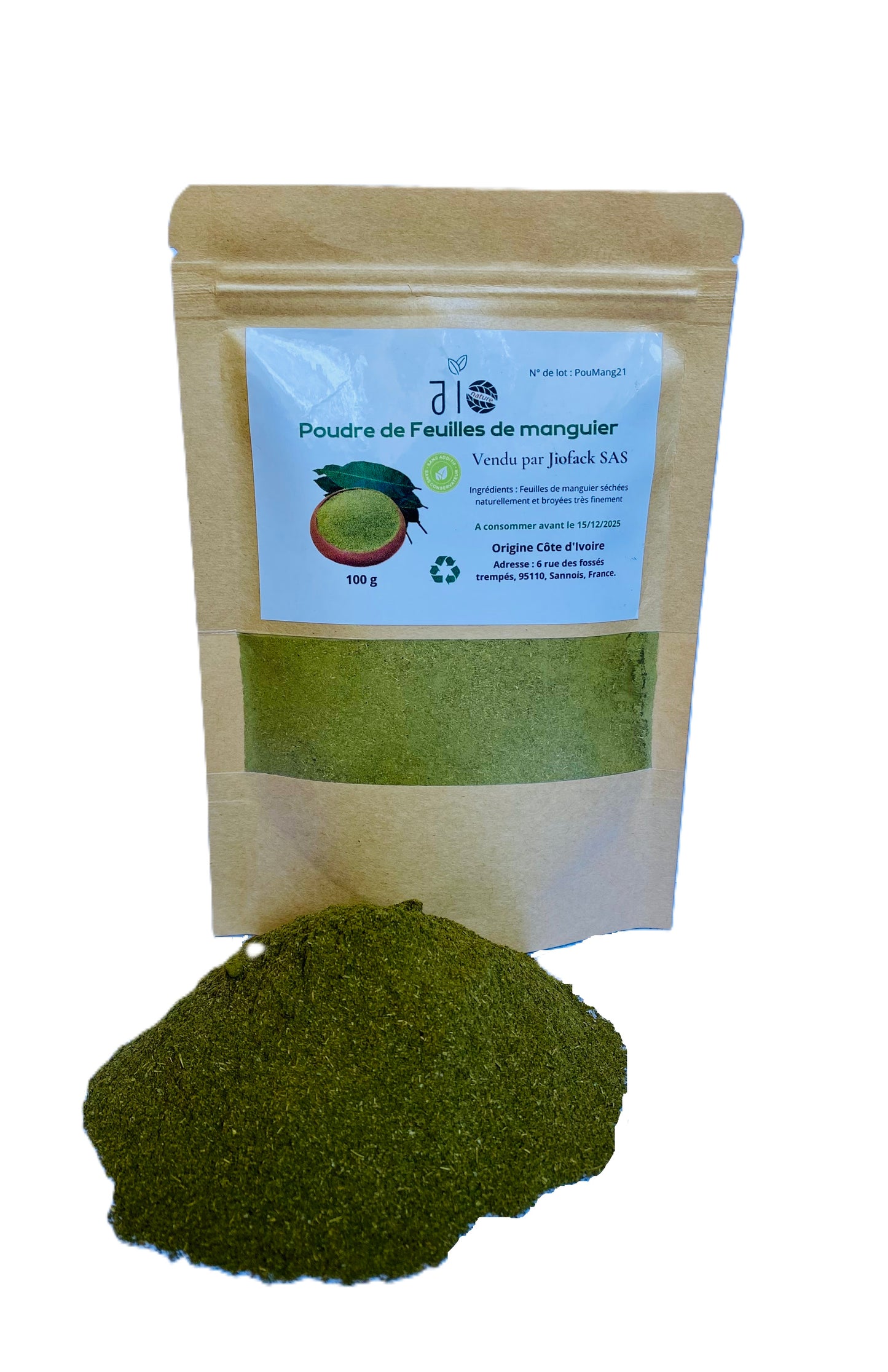 100 g – Poudre de feuilles de manguier ultra fine –100% naturelle – Aucun mélange